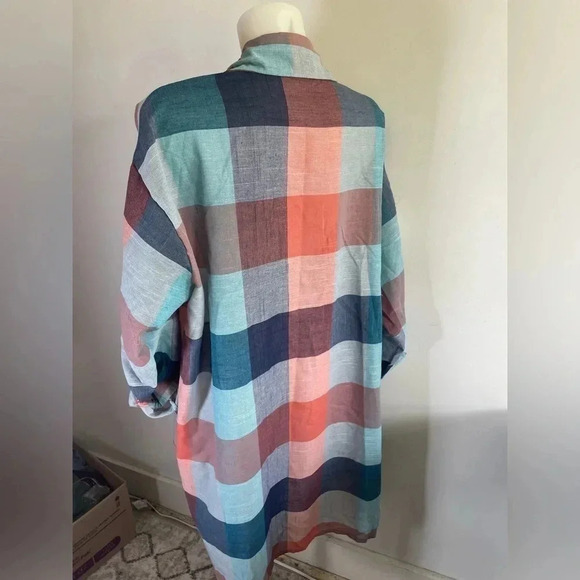 NEW SHEIN Long Sleeve Plaid Button Down Dress All Seasons 3X Fits 2X 0225 - Picture 4 of 11